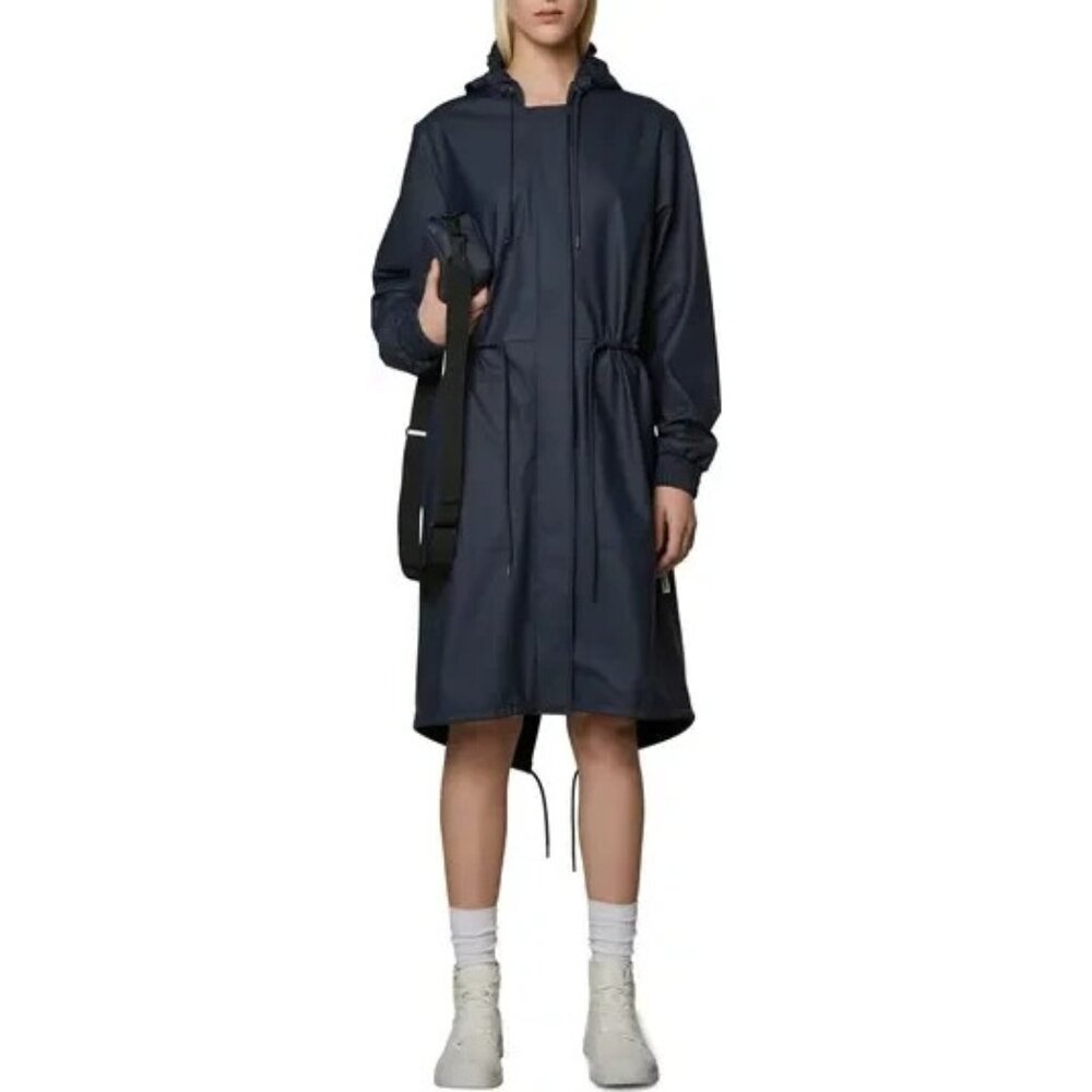 NEW RAINS STRING Waterproof Jacket PARKA NAVY SIZE S/100%AUTHENTIC